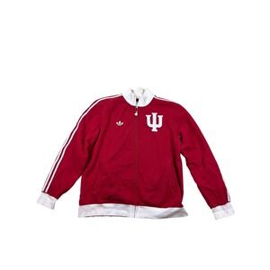 Adidas Track Jacket Red White IU Indiana Hoosiers Logo Athletic Mens XL